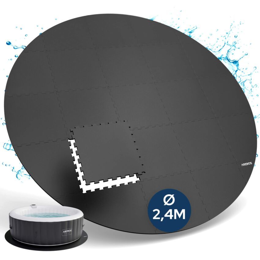 Alfombra protectora para spa 240 cm negra redonda