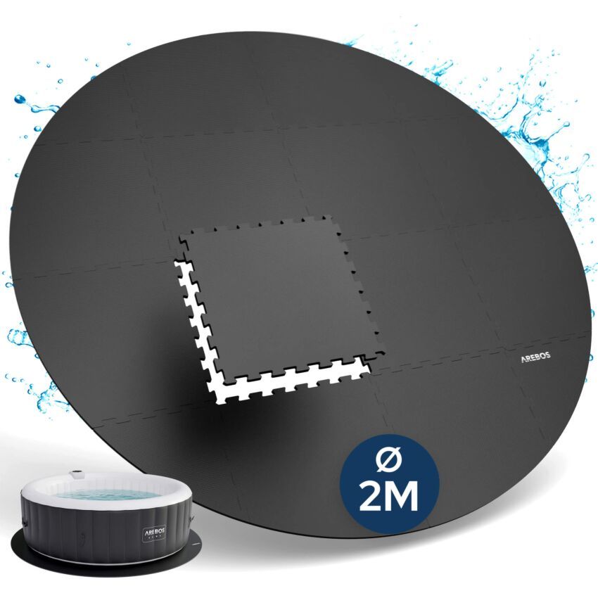 Alfombra protectora para spa 200 cm negra redonda