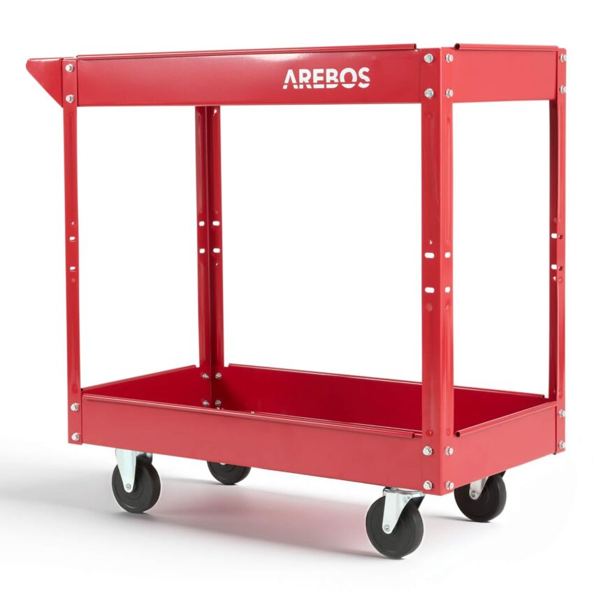 Carro de taller con 2 compartimentos rojo