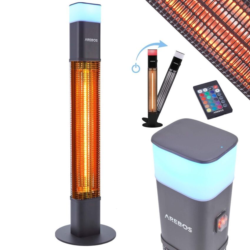 Calefactor infrarrojo de patio 1500W con LED negro