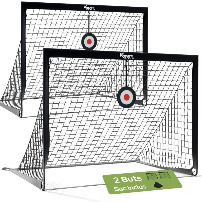 Juego de dos porter&iacute;as de f&uacute;tbol KM-Fit, 120 x 90 cm