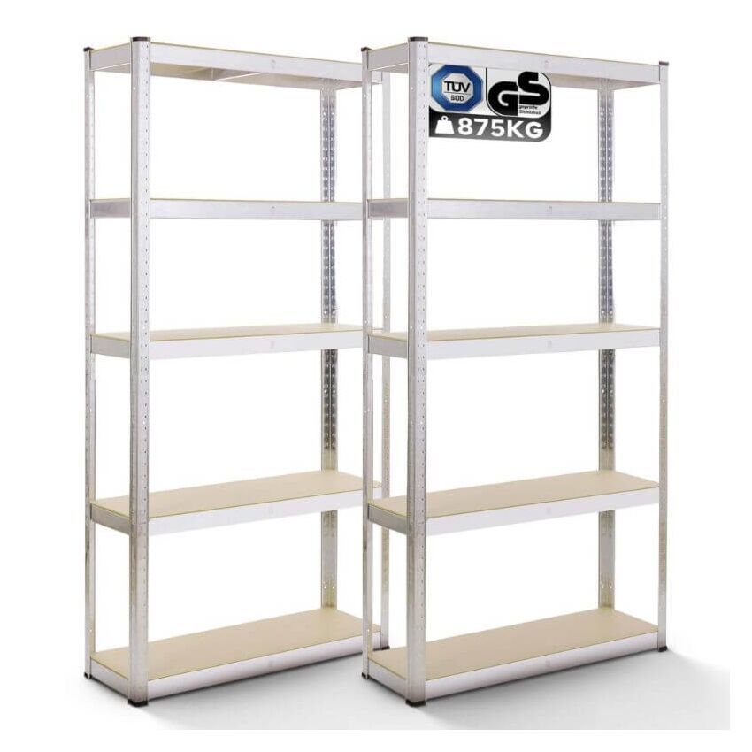 2x Estanterías para cargas pesadas 180 x 90 x 40 cm 875 kg - plata