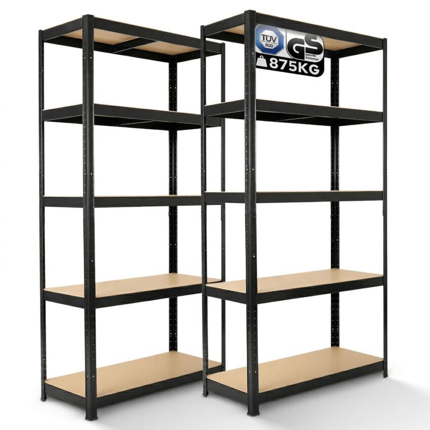2x Estanterías para cargas pesadas 180 x 90 x 40 cm 875 kg - Negro